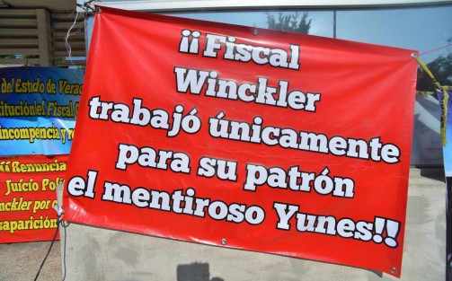 Integrantes de colectivos de búsqueda de desaparecidos, entre ellos Solecito, tomaron el edificio de la Fiscalía del Estado para exigir la renuncia del Fiscal Jorge Winckler, así como juicio político en su contra y de Luis Eduardo Coronel Gamboa.