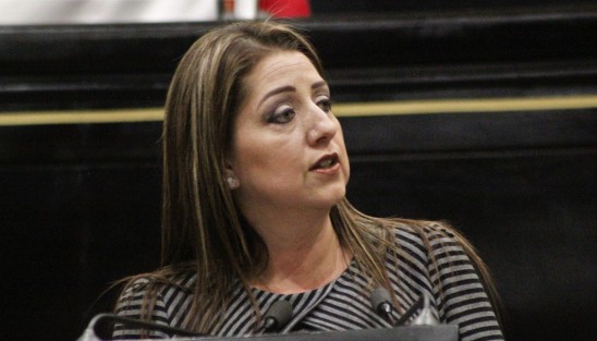 La diputada Judith Pineda Andrade aprovechó su paso a la tribuna para denunciar el robo de una computadora de su cubículo por la noche. Asegura que quien se la llevó contaba con llave para entrar. yo acuso