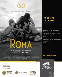 Este fin de semana el Agora de la Ciudad retoma actividades con la proyección de la película del director Alfonso Cuarón, Roma, en funciones de 18:00hrs el sábado y 13:00 horas el domingo 23.