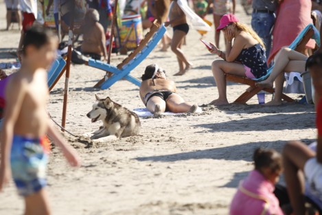 Turistas aprovechan la temporada vacacional para refrescarse en la Playa Santa Ana.