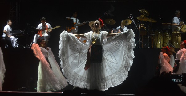 El famoso espectáculo internacional <em>Jarocho</em> hizo su presentación estelar en la primera noche de Cumbre Tajín, Festival de la Identidad, que este miércoles inició sus actividades culturales y artísticas en el parque temático Takilhsukut. 