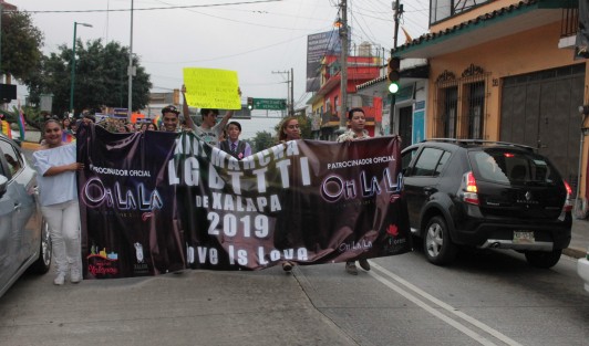 Por las calles de Xalapa se efectuó este sábado la Marcha LGBTTTI. 