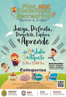 La Secretaría de Educación de Veracruz (SEV) ofrece a los pequeños en edad escolar diferentes actividades recreativas a partir de este lunes.
	