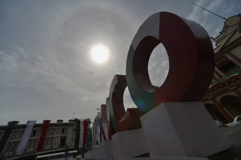 Así se vio el halo solar esta mañana en el centro de la ciudad de Xalapa. 