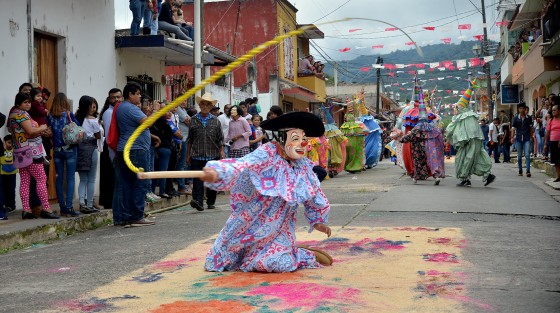 Cientos de ciudadanos del municipio de Coatepec, Ver.,  participan en la elaboración de tapetes y arcos florales para celebrar a su santo patrono, San Jerónimo, los arcos son bajados hasta la diferentes iglesias del pueblo. 
