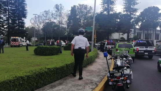 Un autobús del transporte público se quedó sin frenos sobre la avenida Lázaro Cárdenas fue a para a las jardineras de la araucarias hubo daños materiales y varios heridos