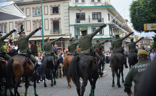 Personal de los diversos agrupamientos de los cuerpos de seguridad realizaron demostraciones durante el desfile. 