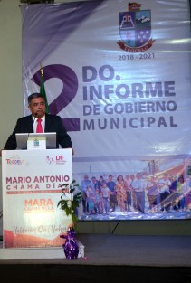 En Sesión Solemne de Cabildo, el Presidente Municipal Constitucional de Teocelo, Mario Antonio Chama Díaz, rindió su Segundo Informe de Gobierno, ceremonia que se llevó a cabo en el Salón Campestre Real Teocelo, camino a Santa Rosa,en la Cabecera municipal. 