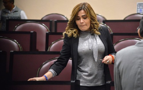 La diputada María Josefina Gamboa haciendo su aparición luego de jalón de orejas por parte del dirigente nacional del PAN. 