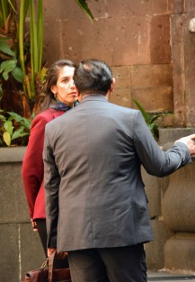 Después de la primera reunión de seguridad de este año, se pudo ver a la encargada de despacho de la Fiscalía, Verónica Hernández Giadans, quien al ver a los reporteros prefirió salir por otra parte de Palacio de Gobierno. 