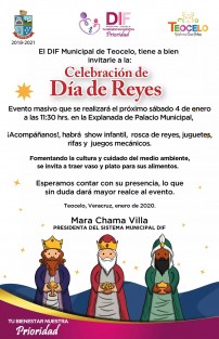 Ayuntamientos ya preparan los festejos para el Día de Reyes, y por supuesto que en el de Teocelo tendrá lugar uno de los más completos por parte del DIF Municipal a cargo de Mara Chama. 