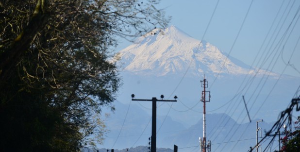 Así se observó el Pico de Orizaba la mañana de este día después del paso del frente frío 32 por la ciudad de Xalapa.
