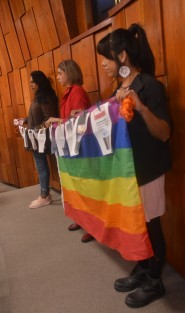 Jazz Bustamante,  integrante la comunidad LGBTTTI  en compañía de otras personas se manifestó durante la sesión y dijo que hay panistas tras  las protestas en contra reforma integral al código civil para permitir el matrimonio igualitario.  Dijo que son acarreados.  