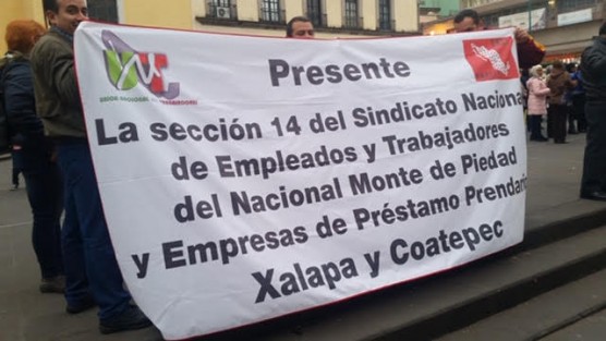 En días pasados telefonistas de TELMEX y empleados del Nacional Monte de Piedad se manifestaron en Plaza Lerdo, en demanda de respeto a logros sindicales, mismos que es con las últimas reformas laborales han sido afectados.   