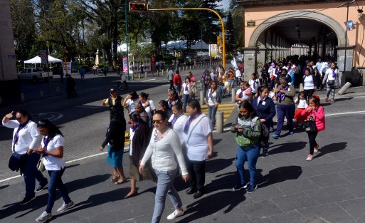 Vendedoras independientes Veracruz  (VIVE) se manifestaron en plaza Lerdo para quejarse de que inspectores de comercio del Ayto. de Xalapa las han estado desalojando de varias partes de la ciudad y comentan que las han dejado sin el sustento de su casa. <em>Estamos aquí pidiendo que se nos respete como mujeres y vendedoras</em>, en el marco de las protestas por el Día de la Mujer. 