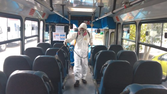En varias terminales de autobuses de Xalapa ya realiza la limpieza de autobuses para colaborar a la prevención del contagio del coronavirus. 
