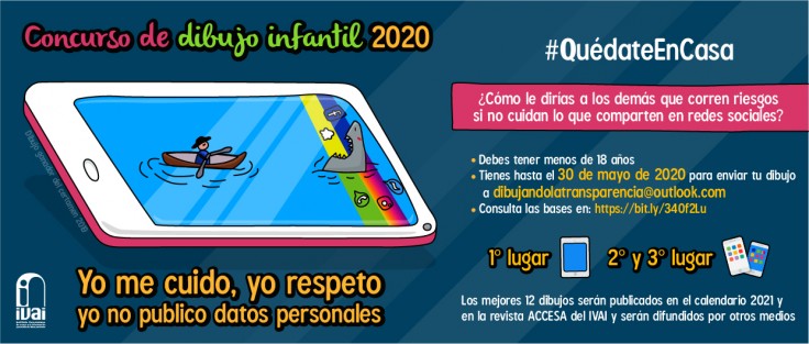 En concordancia con la campaña #QuédateEnCasa para realizar actividades desde el hogar que contribuyan al aislamiento de la población durante la pandemia, el Instituto Veracruzano de Acceso a la Información y Protección de Datos Personales (IVAI) determinó extender el plazo del concurso de dibujo infantil <em>Yo me cuido, yo respeto, yo no publico datos personales</em> 2020, hasta el 30 de mayo, a través del correo dibujandolatransparencia@outlook.com.