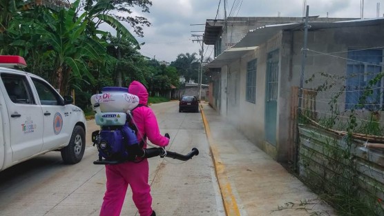 En Teocelo, el día de hoy las unidades sanitizadoras recorrieron en su primera etapa de colonias el sur y el oriente de la ciudad, Teocelo 2000, Carriles, Sumidero, Calle Vicente Guerrero, Las  Higueras, Los Cedros y Rocco de Arcangelis.