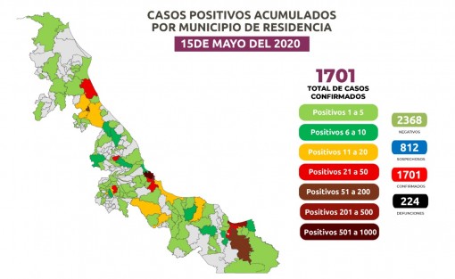 El número de positivos es mil 701 en 106 demarcaciones, y 224 defunciones.
