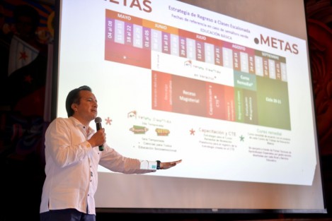 Este lunes, el gobernador Cuitláhuac García Jiménez presentó la Estrategia de Regreso a Clases Escalonada en Veracruz, de acuerdo con el plan nacional de la Secretaría de Educación Pública (SEP), a efectuarse cuando el semáforo de contagios por coronavirus esté en verde; es decir, superada la fase crítica y en la nueva normalidad.