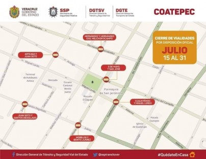 Por disposición del gobernador, a fin de contrarrestar la pandemia de COVID-19, se implementa un operativo para limitar la movilización en calles del primer cuadro de varias ciudades en el estado, Coatepec entre otras. 