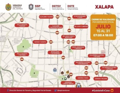 Por disposición del gobernador, a fin de contrarrestar la pandemia de COVID-19, implementamos un operativo para limitar la movilización en calles del primer cuadro de la ciudad de Xalapa, del 15 al 31 de Julio.