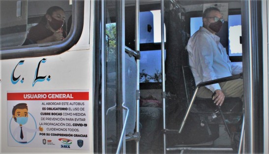 Transportistas y usuarios a respetar las reglas, aunque no faltan los necios que no les importa y se pasan sin cubreboca.