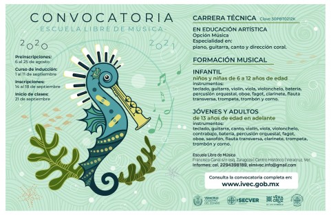 IVEC inicia la primera etapa del proceso de inscripción al nuevo ciclo escolar de su Escuela Libre de Música (ELMIVEC)