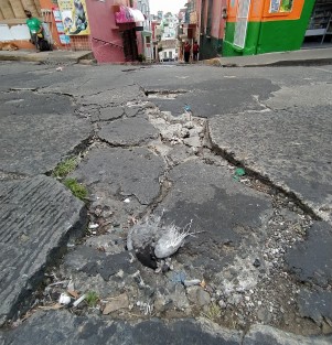 Administraciones municipales van y vienen, y las calles del Centro Histórico de Xalapa no terminan de quedar en buenas condiciones. Así luce el pavimento enla avenida Lucio a la altura del Mercado Jáuregui. De momento las autoridades le pedalean por otro lado.  