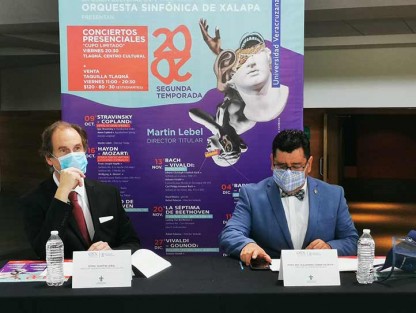 La Orquesta Sinfónica de Xalapa anunció que reiniciarán sus conciertos presenciales en la Sala Taqná, a partir de este viernes 9 de octubre. El aforo estará limitado a 246  personas con un protocolo de seguridad sanitaria. Los espectadores estarán a metro y medio de distancia entre ellos, y los músicos a 2 metros uno de otro.  