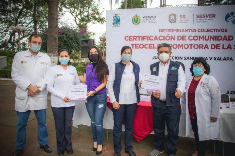   Como resultado de los trabajos coordinados entre la Secretaría de Salud de Veracruz y el H. Ayuntamiento que preside el Alcalde Mario Antonio Chama Díaz, este día el Municipio de Teocelo recibe a través de la Jurisdicción Sanitaria No. V y Hospital de la Comunidad de Teocelo,  la Certificación como  Comunidad Urbana Promotora de la Salud, siendo la cabecera municipal la primera  Comunidad Urbana en el estado de Veracruz que  recibe la certificación. 
