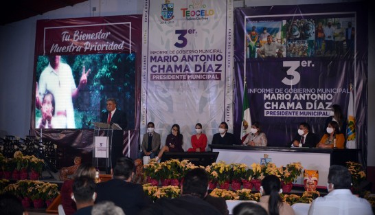  Nos sentimos muy contentos por ser Teocelo el primer municipio certificado como comunidad promotora de la salud al haber cumplido con los criterios establecidos en el programa Entorno y Comunidades Saludables, siendo los espacios certificados el Área de Protección Civil, el Parque Revolución, la Unidad Deportiva Raúl Olmos y el Mercado Municipal Enrique L. Soto, destacó el alcalde de Teocelo en su Informe.  