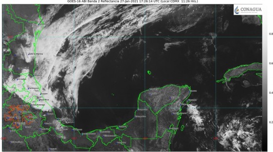 El frente frío núm 32 cruza el noroeste del Golfo de México y Tamaulipas acercándose a Tampico, previendo recorra la entidad veracruzana este día con tendencia a estacionarse en el sur por la tarde-noche.  