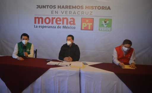El delegado de la Tercera Circunscripción de MORENA, Oscar Cantón, informó que solicitarán al CEN de Morena, la designación de un delegado con funciones de presidente estatal de ese partido en Veracruz; además en compañía del dirigente estatal del Verde, Marcelo Ruiz y el comisionado del PT, Vicente Aguilar, reiteraron la validez de la coalición en Veracruz, avalada por la dirigencia nacional de MORENA.  