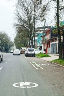 Aunque con señalamientos ya pintados sobre la ciclovia y a un costado de ella, los automovilistas siguen poniendo sus autos junto a la banqueta. tal vez por costumbre o porque esperan hasta que los obligue la autoridad.