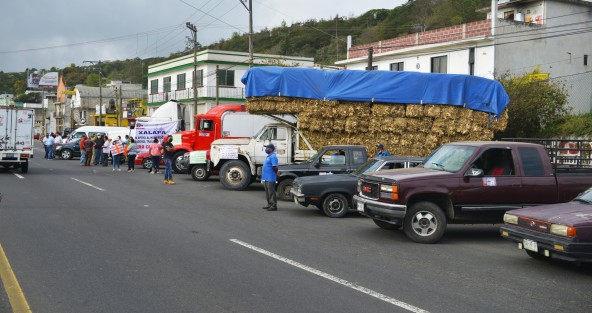 Integrantes de la Alianza Mexicana de Organización de Transportistas (AMOTAC) se manifestó en el bulevar Xalapa-Banderilla para recriminar al Gobierno el aumento en casetas y la inseguridad en carreteras, lo cual no cambia a pesar de que gobierna otro partido.  