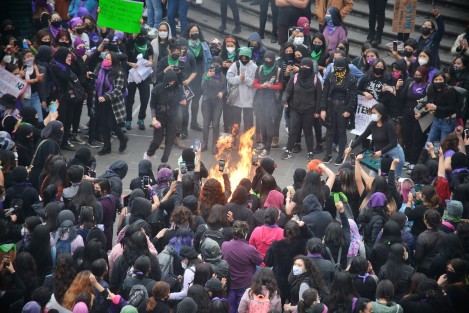 Aspectos de la marcha del 8M en Xalapa. 