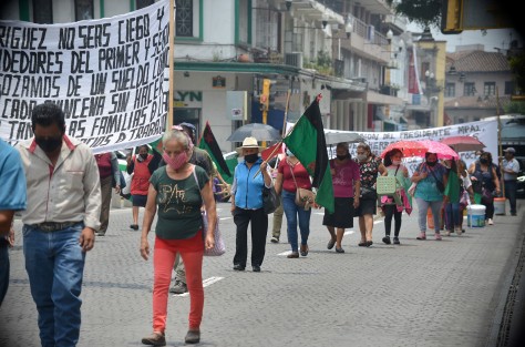 Como cada semana la agrupación MILES salió a su ya rutinaria marcha y protesta para exigir el alto del acoso por parte de autoridades municipales. Exigen se les permita vender su mercancía como lo hacen los cientos de comerciantes que sí pagan su cuota a inspectores de comercio municipal.