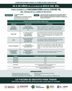 Inicia en Veracruz la vacunación para personas de 50 a 59 años, consulta dónde y cuándo te corresponde asistir a ti o a tu familiar, si vives en Poza Rica o Boca del Río.