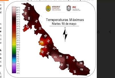 Martes 18-miércoles 19: Evento de Surada con rachas máximas de 60 a 80 km/h en la parte alta de los Tuxtlas y entre Jesús Carranza-Acayucan, de 45 a 60 km/h en el valle de Perote, 35 a 50 km/h en la zona de Orizaba y costa norte. Ambiente muy cálido.