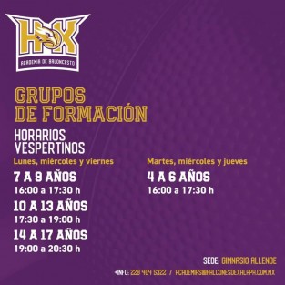 
A partir del próximo 16 de agosto la Academia de Baloncesto Halcones de Xalapa entrará en funciones, y recibirá a niños, niñas y jóvenes entre los 4 y los 17 años para practicar este deporte.