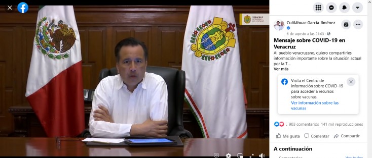 A través de redes sociales el Gobernador Cuitláhuac García lanzó un nuevo llamado a la población a acatar las recomendaciones para evitar más contagios por COVID-19, pues si bien gracias a la vacunación los fallecimientos son menos, las hospitalizaciones sí se han incrementado.  
