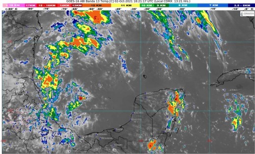 Sábado 02: Lluvias acumuladas de 5 a 20 mm en cualquier punto del estado con máximos de 30 a 50 mm especialmente en regiones montañosas.
