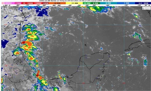 Vaguada con eje sobre el suroeste del Golfo de México y el posible desarrollo de una línea de cortante que cruzaría el sur de Veracruz, mantendrán la probabilidad de lluvias con tormentas (actividad eléctrica y ráfagas de viento)