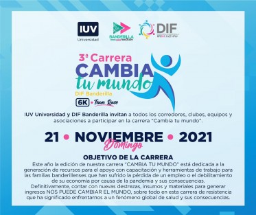 El Ayuntamiento de Banderilla dio a conocer la convocatoria de la TERCERA EDICIÓN DE LA CARRERA CAMBIA TU MUNDO, una iniciativa de SALUD, SOLIDARIDAD con los que más lo necesitan. La misma se puede consultar en https://www.facebook.com/BanderillaOficial