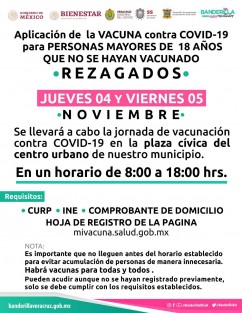 Próximas jornadas de vacunación en Banderilla, Ver.