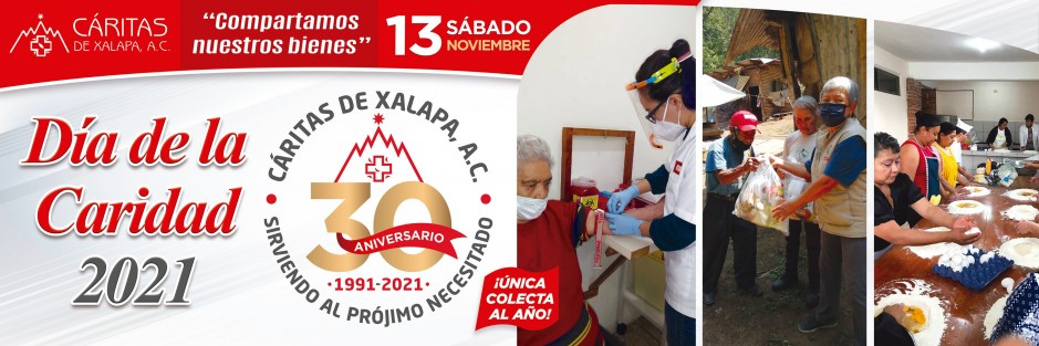 Cáritas de Xalapa anuncia su colecta anual, a realizarse el próximo sábado 13 de noviembre en Xalapa y localidades cercanas, con el apoyo de 2 mil voluntarios, debidamente identificados.  