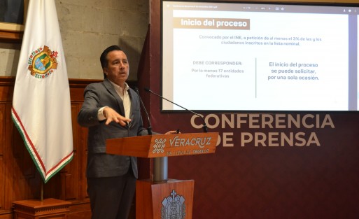 La revocación de mandato es un ejercicio democrático impulsado por la Cuarta Transformación al cabo de muchos años de lucha en los que no se escuchó la voz de la oposición, que pedía evaluar en su momento a los presidentes Felipe Calderón Hinojosa y Enrique Peña Nieto, señaló el gobernador Cuitláhuac García Jiménez.