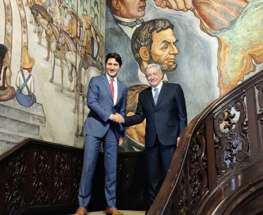 El presidente Andrés Manuel López Obrador inicia actividades en la IX Cumbre de Líderes de América del Norte desde el Instituto Cultural Mexicano en la reunión bilateral con el primer ministro de Canadá, Justin Trudeau.

