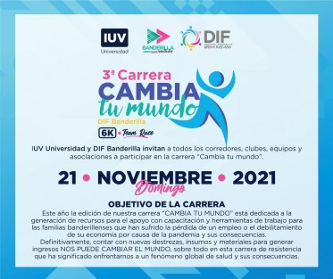 El Ayuntamiento de Banderilla, Ver. informa que aún sigue abierta la convocatoria  para seguir cambiando nuestro ENTORNO y hacerlo con causa. Consulta las bases de la TERCERA EDICIÓN DE LA CARRERA CAMBIA TU MUNDO y haz de tu participación una iniciativa de SALUD, SOLIDARIDAD con los que más lo necesitan.